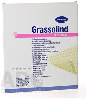 GRASSOLIND NEUTRAL mastný tyl sterilný, impregnovaný neutrálnou masťou (10x10 cm) 10 ks