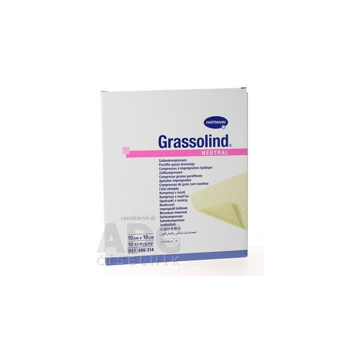 GRASSOLIND NEUTRAL mastný tyl sterilný, impregnovaný neutrálnou masťou (10x10 cm) 10 ks