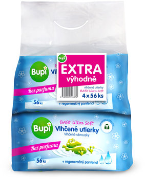 Bupi BABY Vlhčené utierky Ultra soft s pantenolom 4 x 56 ks