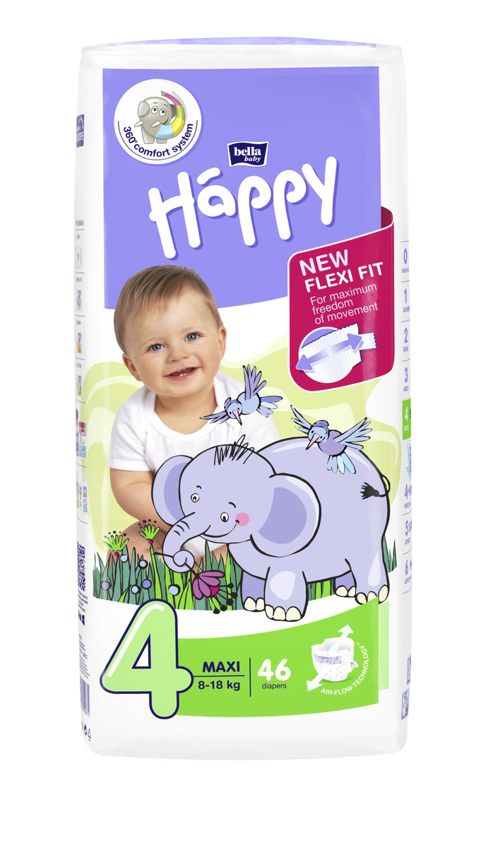 Bella Happy 4 Maxi 8-18 kg 46 ks plienky