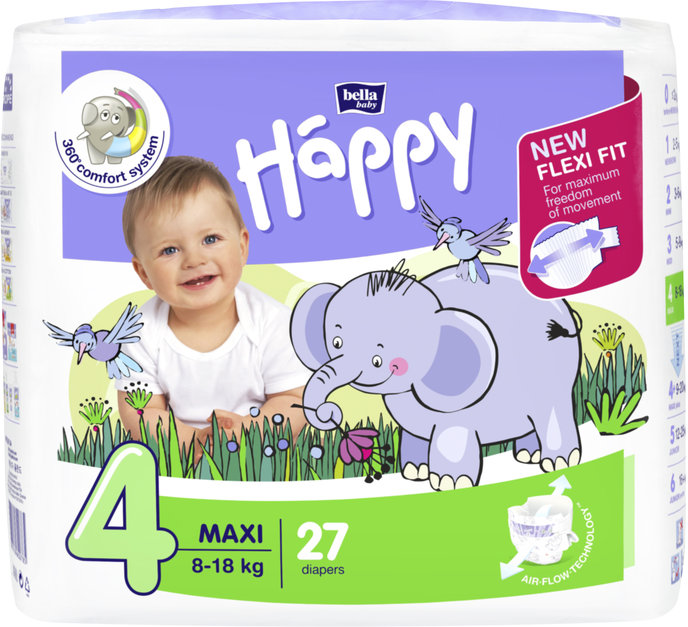 Bella Happy 4 Maxi 8-18 kg 27 ks plienky