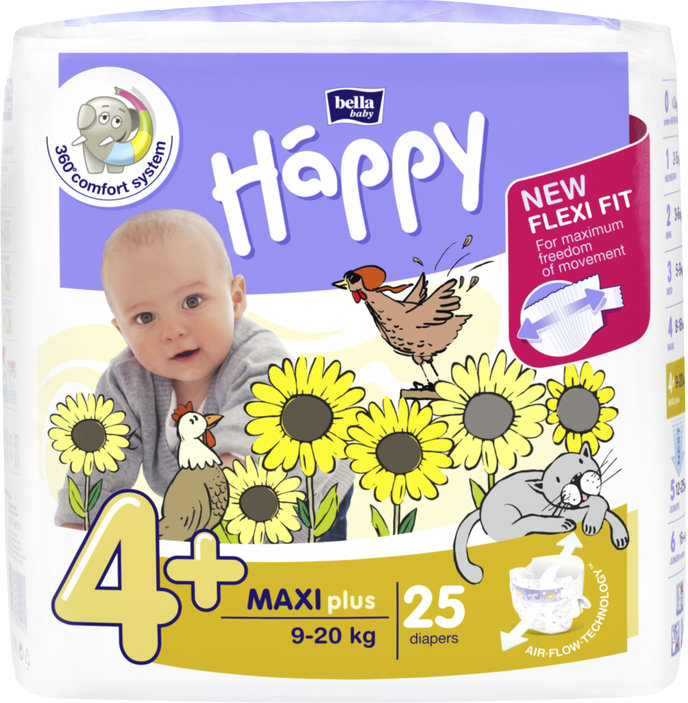 Bella Happy 4+ Maxi Plus 9-20 kg 25 ks plienky