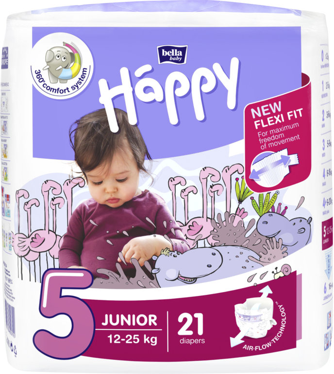 Bella Happy 5 Junior 12-25 kg 21 ks plienky