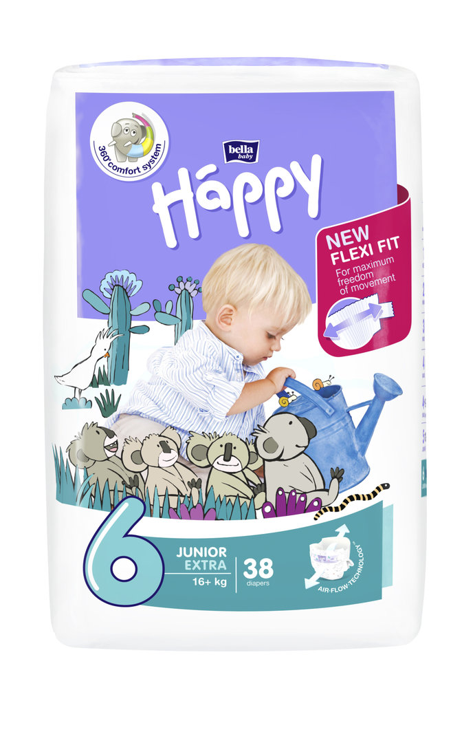 Bella Happy 6 Junior Extra 16+ kg 38 ks plienky
