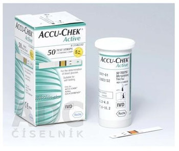 ACCU-CHEK Active Glucose 50, testovacie prúžky do glukomera, 50 ks