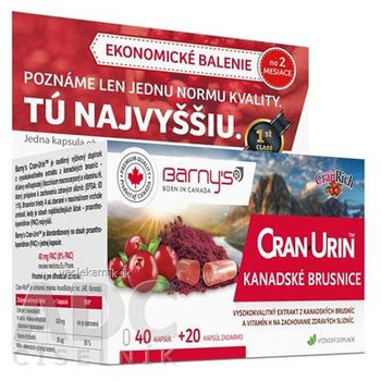 Barny's CRAN-URIN KANADSKÉ BRUSNICE kapsule 40+20 zadarmo