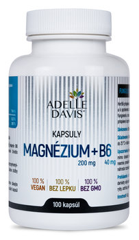 ADELLE DAVIS Magnézium (200 mg) + B6 (40 mg), 100 kapsúl