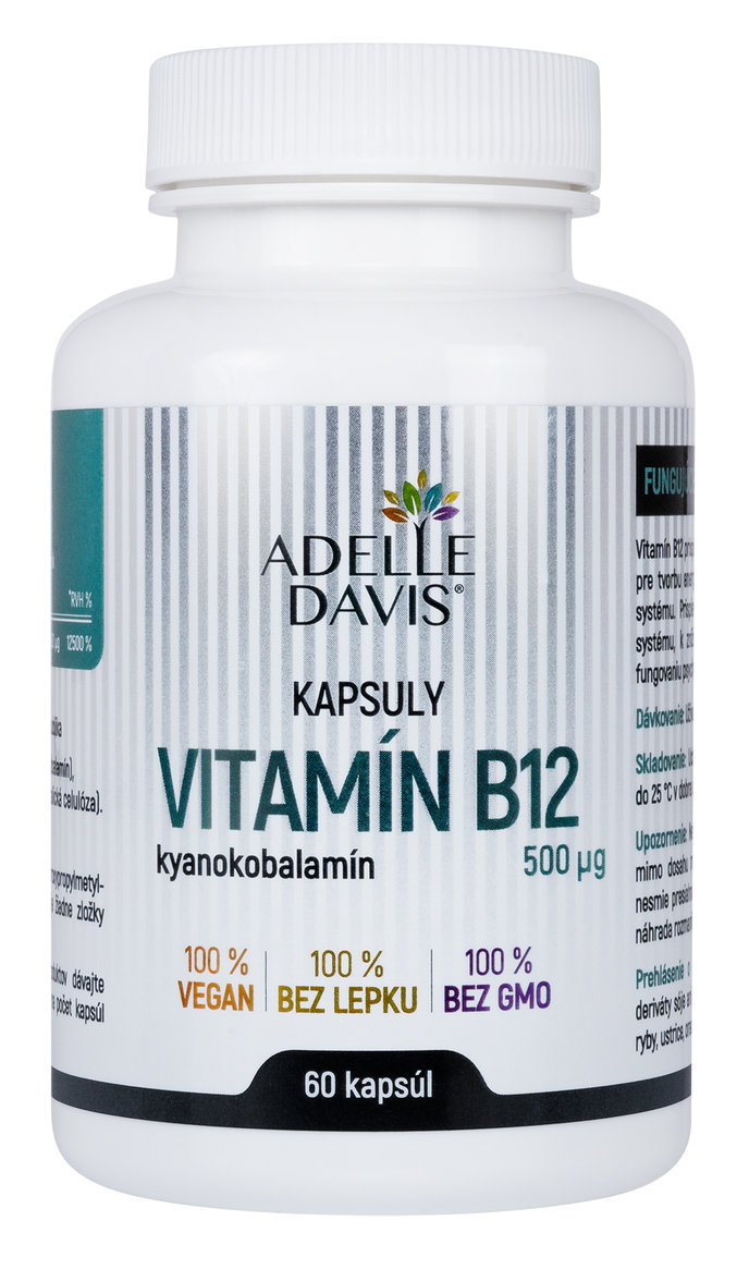 ADELLE DAVIS VITAMÍN B12, kyanokobalamín 500 μg, 60 kapsúl