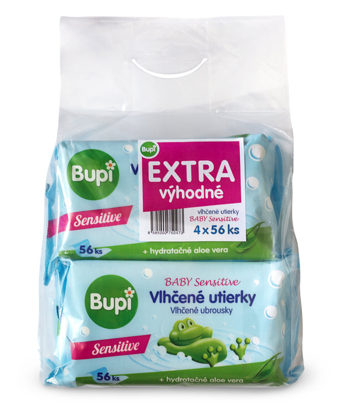 Bupi BABY vlhčené utierky Sensitive 4 x 56 ks