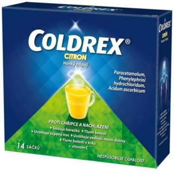 COLDREX Horúci nápoj citrón 14 vrecúšok