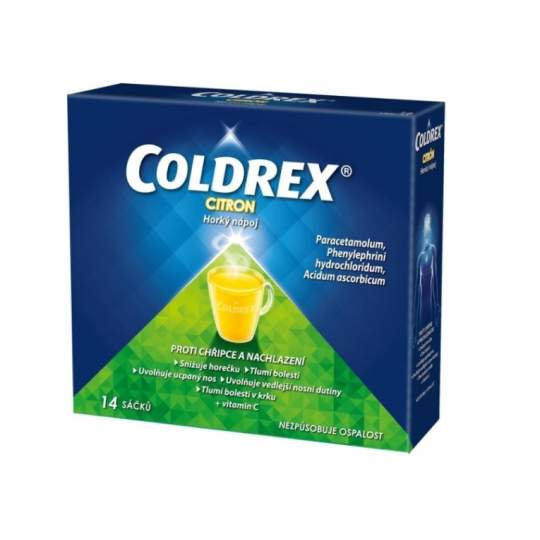 COLDREX Horúci nápoj citrón 14 vrecúšok