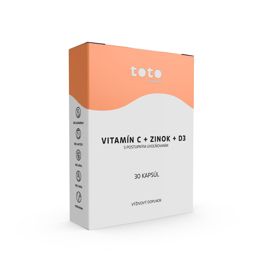 TOTO VITAMÍN C + ZINOK + D3, 30 kapsúl