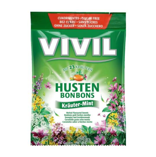 VIVIL Cukríky husten mentol + 23 byliniek 60 g