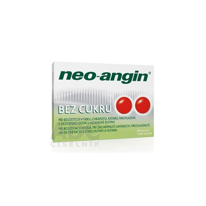 Neo-angin bez cukru tvrdé pastilky 24 ks
