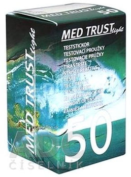MED TRUST Light testovacie prúžky na meranie hladiny glukózy, 50 ks