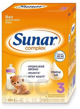 Sunar Complex 3, mliečna výživa (od ukonč. 12. mesiaca), 600 g