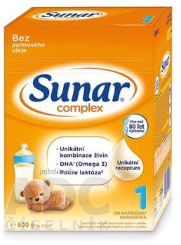 Sunar Complex 1, počiatočná mliečna výživa (od narodenia), 600 g