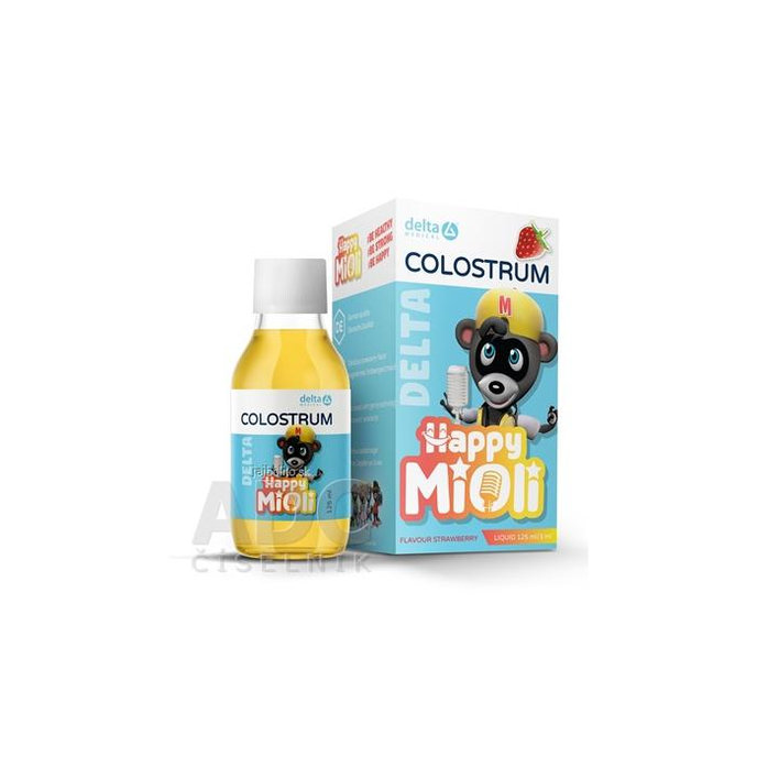 DELTA MiOli COLOSTRUM, tekuté s jahodovou príchuťou, 125 ml