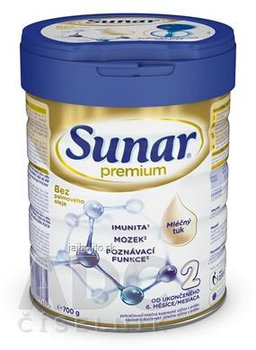 Sunar Premium 2, mliečna výživa (od ukonč. 6. mesiaca), 700 g