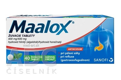 Maalox žuvacie tablety  40 žuvacích tabliet, mäta