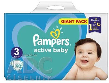 PAMPERS active baby Giant Pack 3 Midi, 6-10 kg, 90 ks