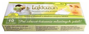 LAKTAZAN, enzým laktáza s príchuťou mäty, 10 tabliet