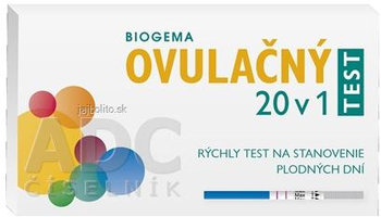 BIOGEMA OVULAČNÝ TEST 20 v 1, rýchly test na stanovenie plodných dní, 20 ks