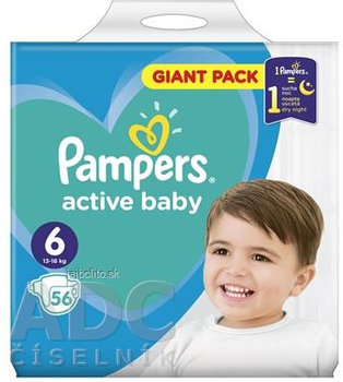 PAMPERS active baby Giant Pack 6 XL,  13-18 kg, 56 ks