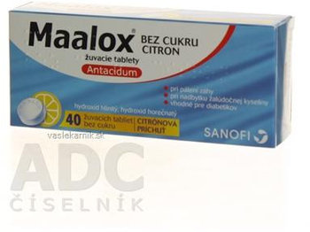 Maalox bez cukru s príchuťou citrón 400mg/400mg 40 tabliet