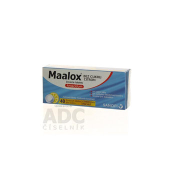 Maalox bez cukru s príchuťou citrón 400mg/400mg 40 tabliet