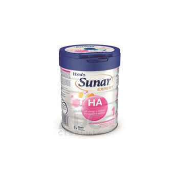Sunar EXPERT HA1, počiatočná výživa dojčiat s rizikom vzniku alergií (od narodenia), 700g