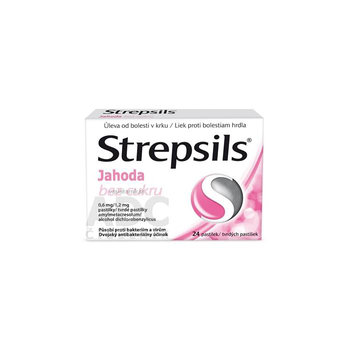 Strepsils Jahoda bez cukru 24 pastiliek