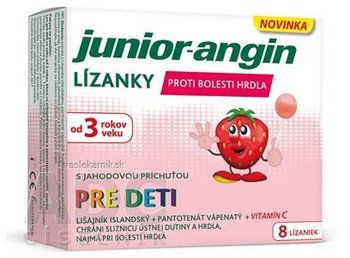 Junior-angin lízanky pre deti s jahodovou príchuťou  8 ks