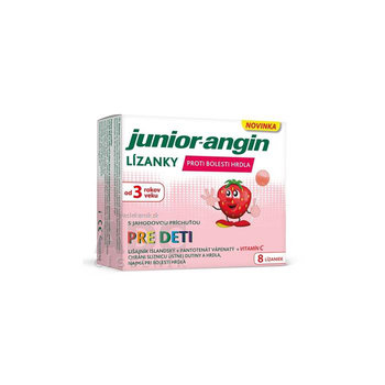 Junior-angin lízanky pre deti s jahodovou príchuťou 8 ks